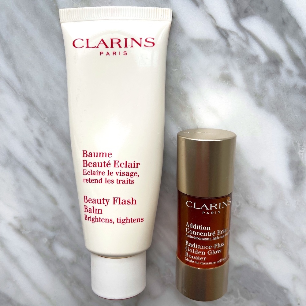 Clarins Radiance-Plus Golden Glow Booster + Beauty Flash Balm - Full size